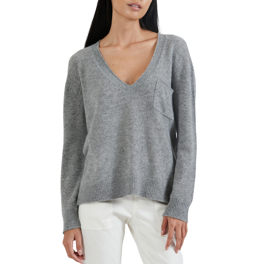 ATM Cashmere Deep V-Neck Pocket Sweater