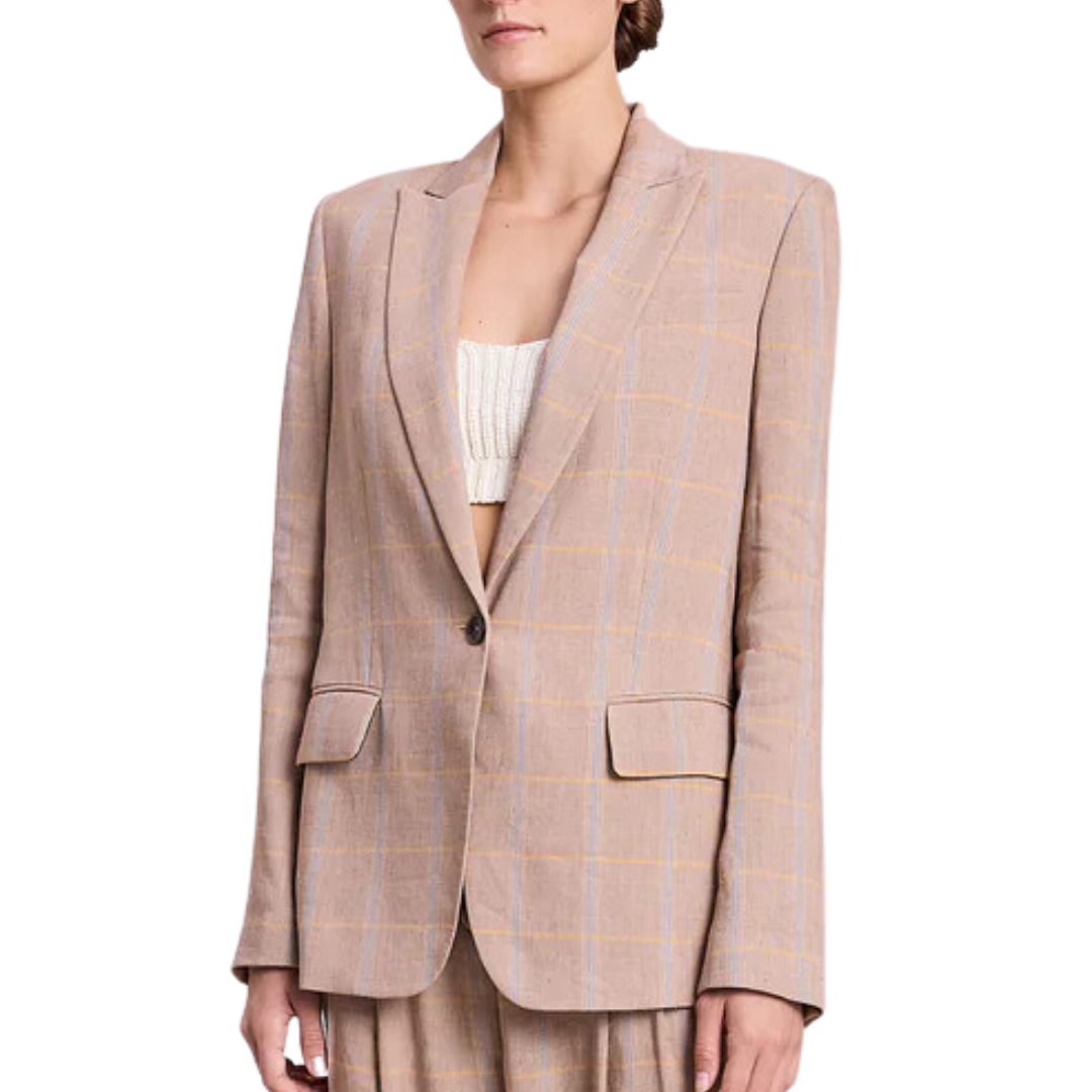 A.L.C Donovan Plaid Linen Blazer