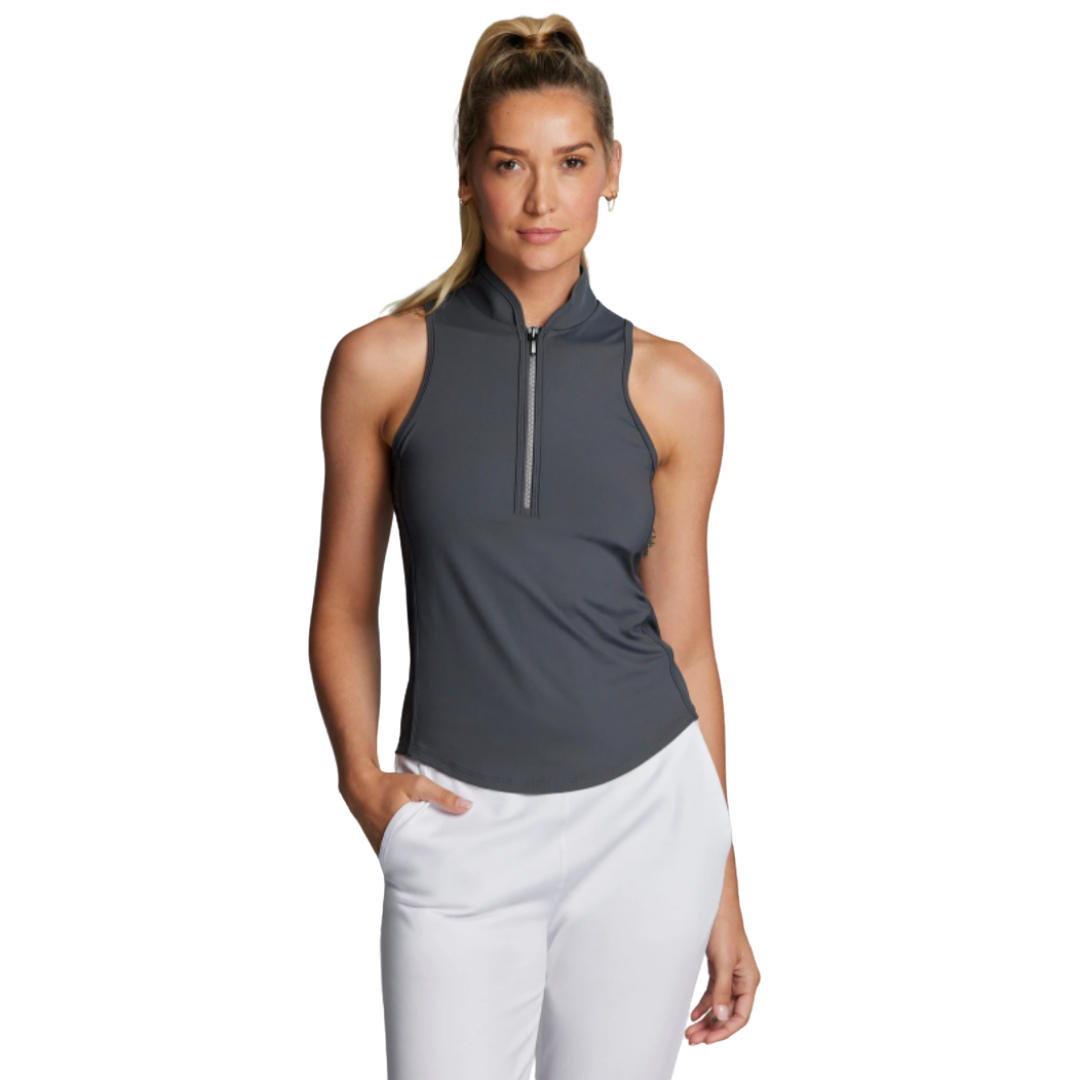 Greyson Sleeveless Vesta Mock Neck Top