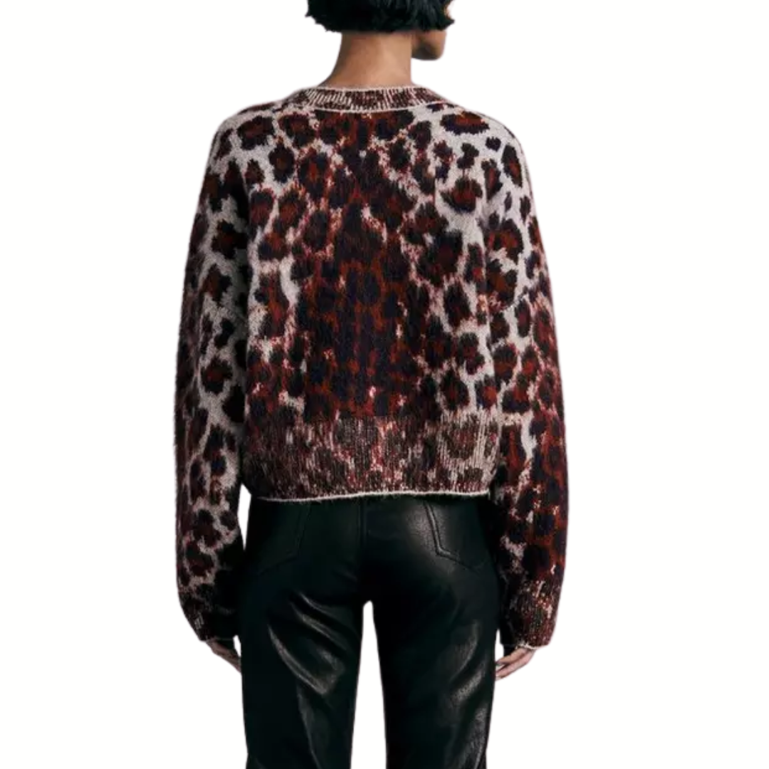 Rag & Bone Sarah Wool Leopard Crewneck Sweater