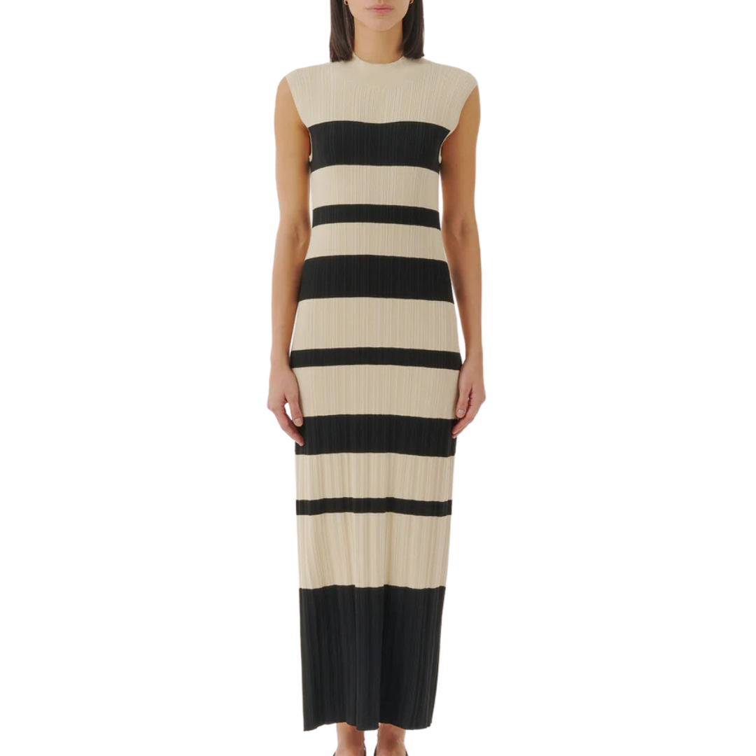 ATM Viscose Variegated Striped Maxi Dress