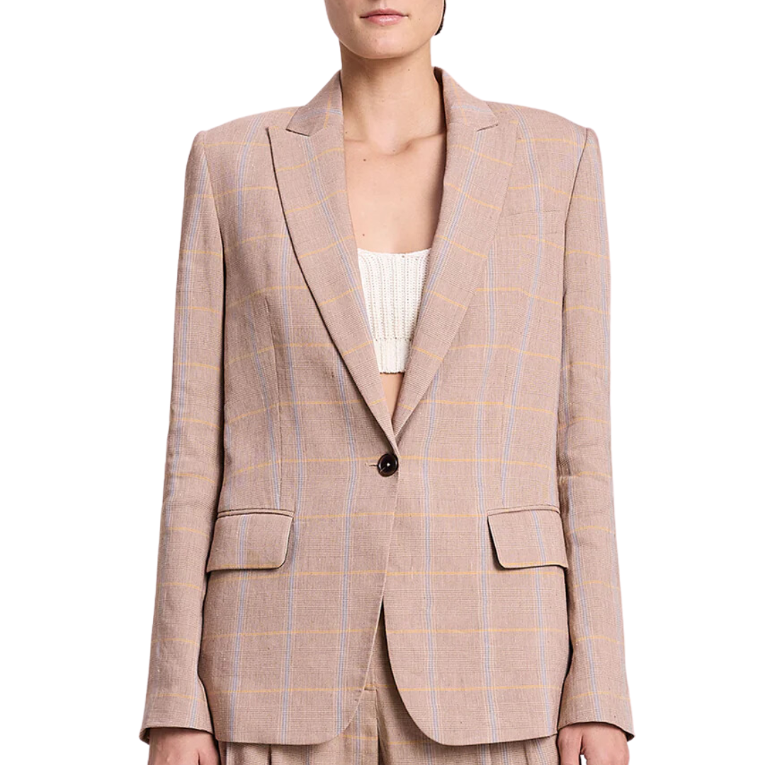 A.L.C Donovan Plaid Linen Blazer