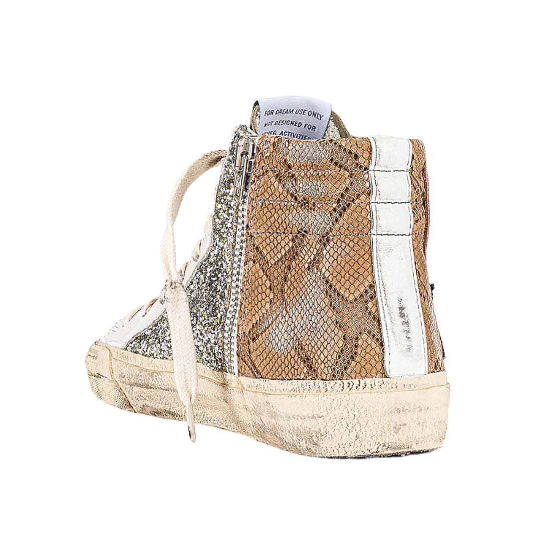 Golden Goose Mid-Top Snake Glitter Sneakers