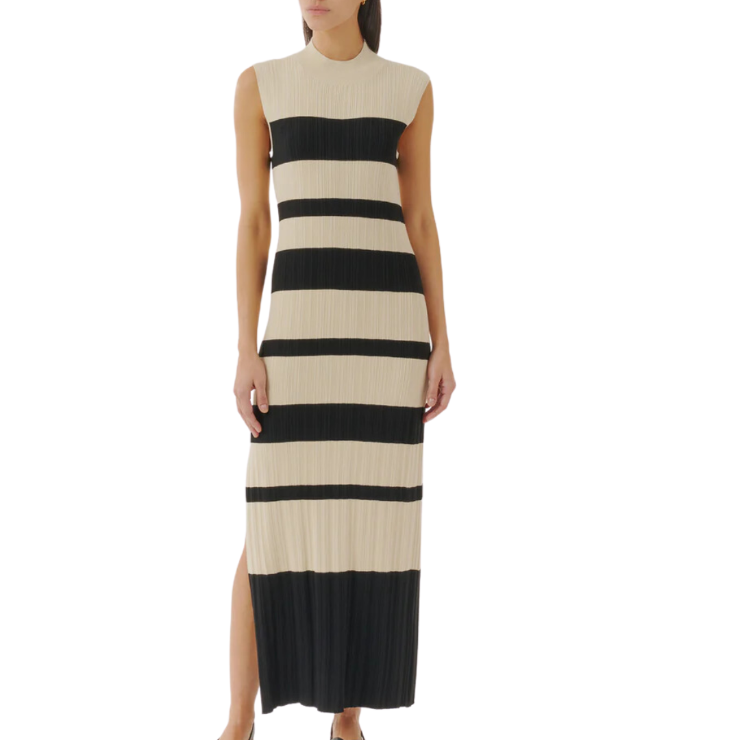 ATM Viscose Variegated Striped Maxi Dress