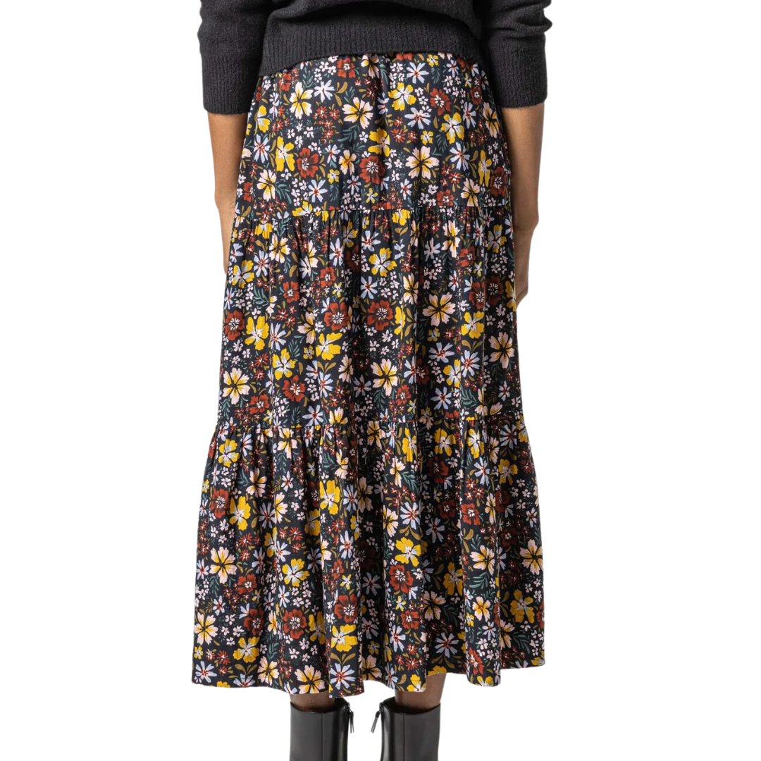 Lilla P Floral Tiered Midi Skirt