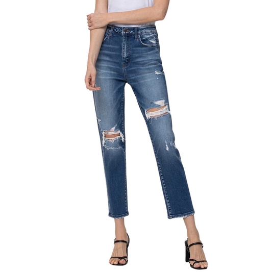 Flying Monkey Small Town Distressed Mom Jeans