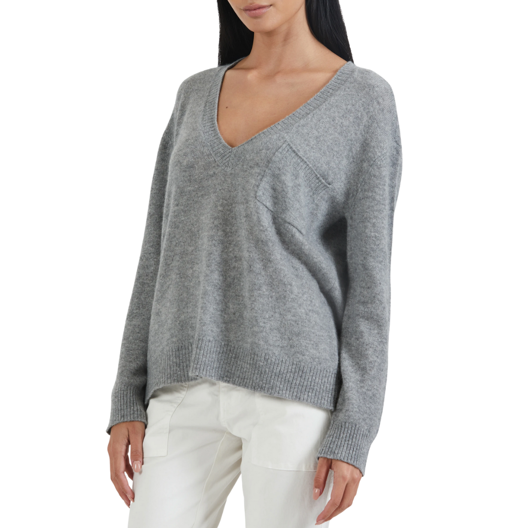 ATM Cashmere Deep V-Neck Pocket Sweater