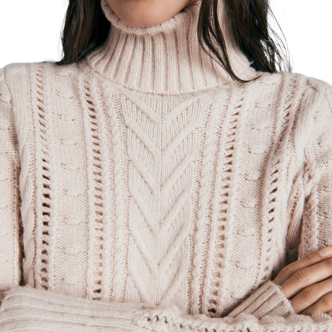 Rag & Bone Elizabeth Wool Cable Turtleneck