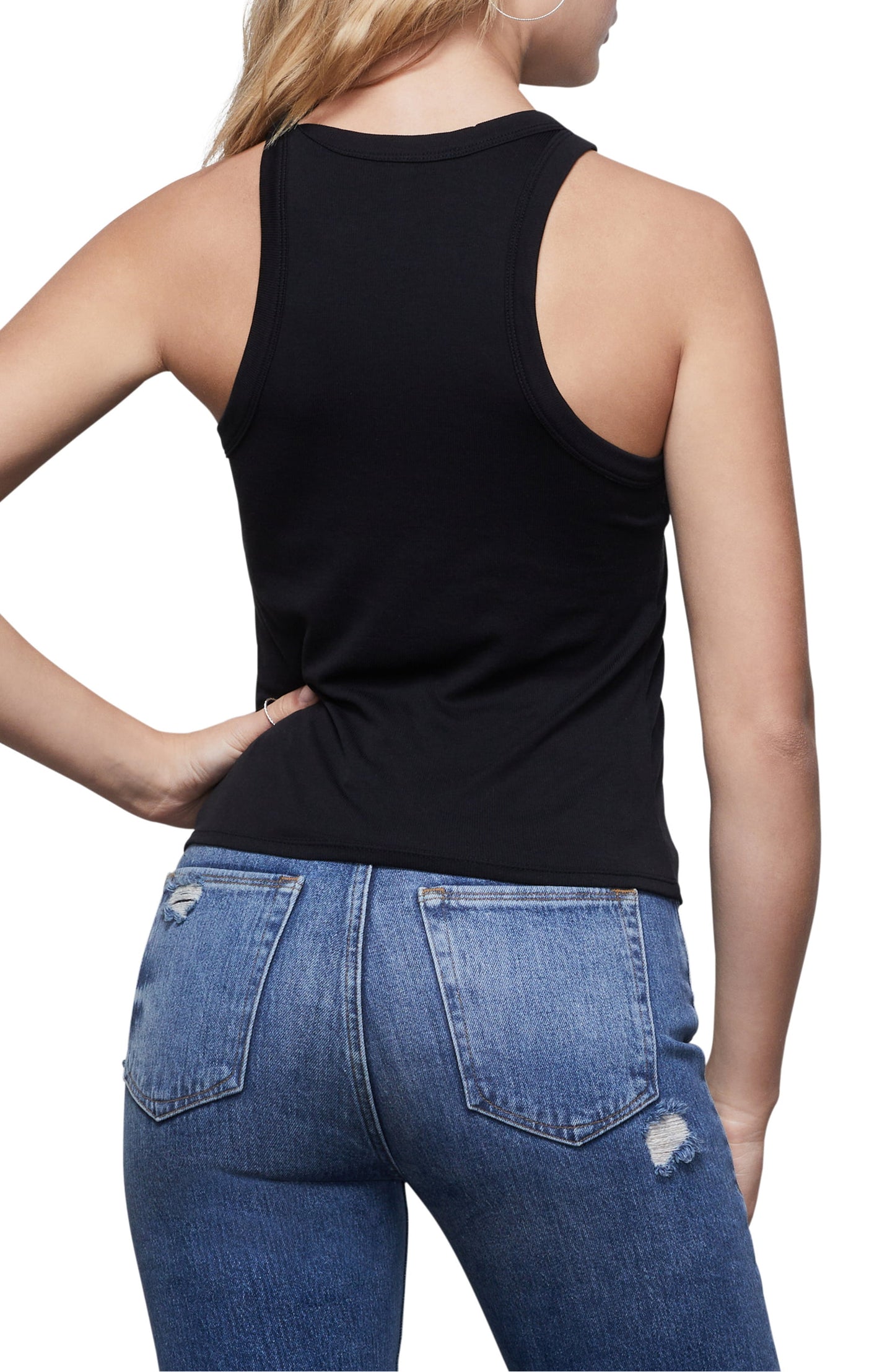 Good American Micro Rib Tank Top