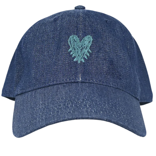 Kerri Rosenthal Pop Heart Denim Baseball Hat