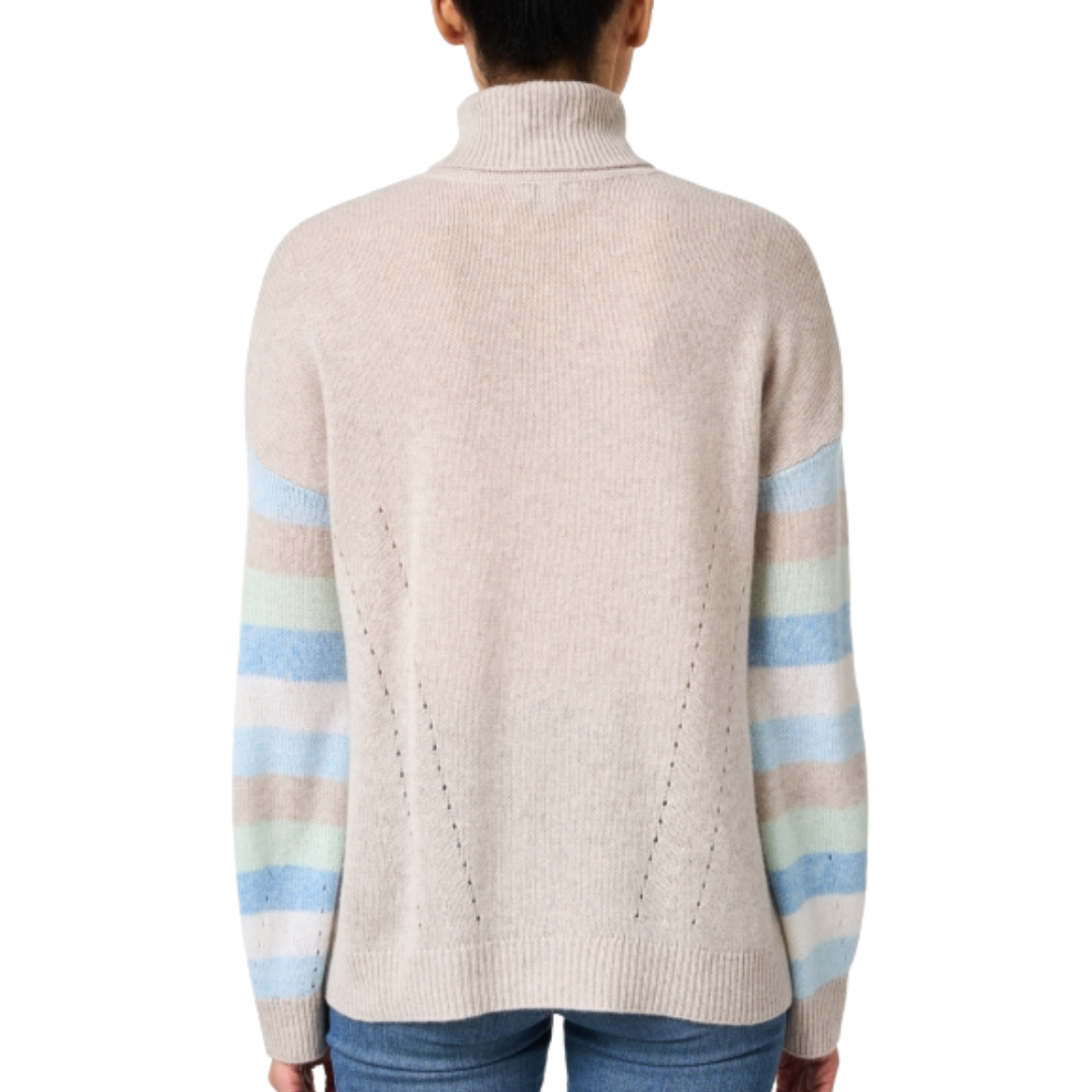 Kinross Cashmere Strip Sleeve Sweater