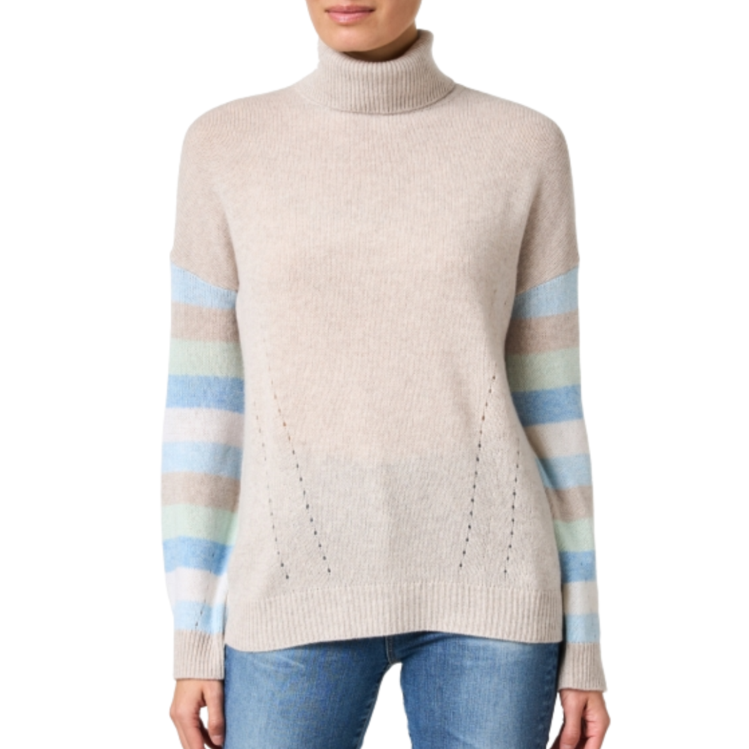 Kinross Cashmere Strip Sleeve Sweater