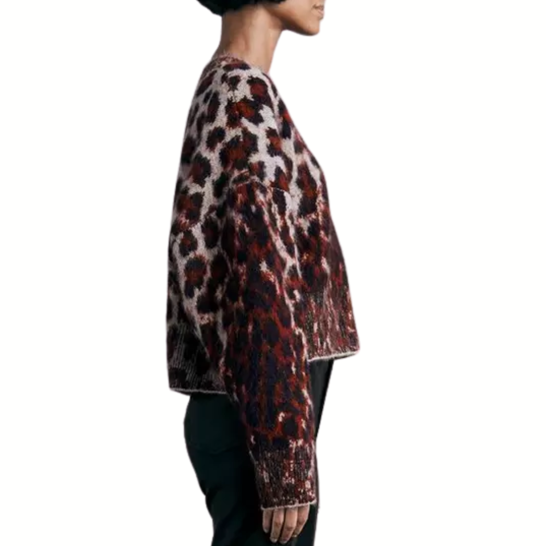 Rag & Bone Sarah Wool Leopard Crewneck Sweater