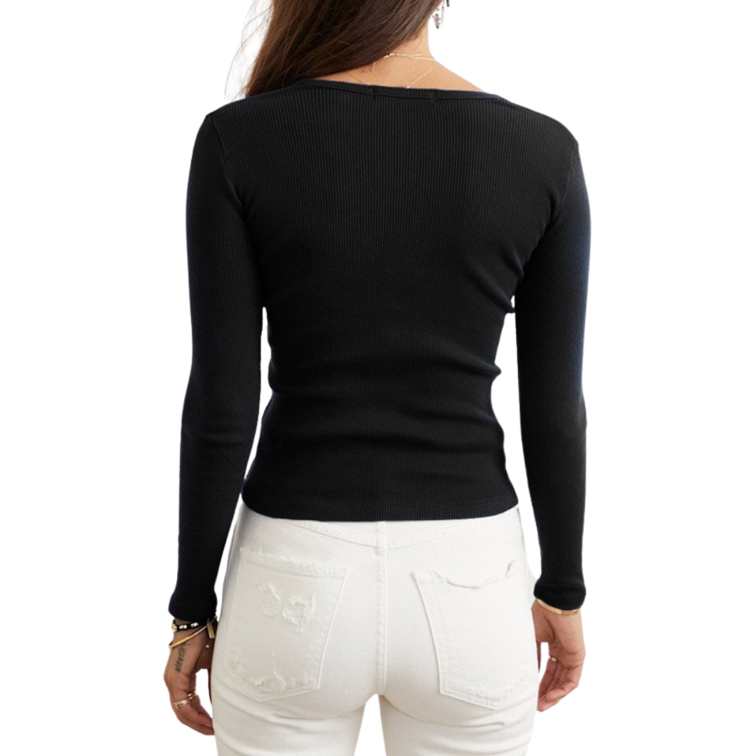 AMO Long Sleeve Henley Top