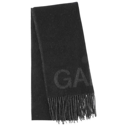 Ganni Fringe Logo Scarf