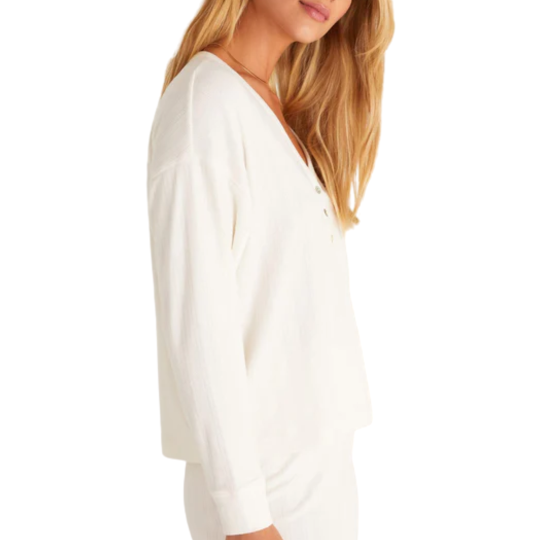 Z Supply Dusk Pointelle Long Sleeve Top