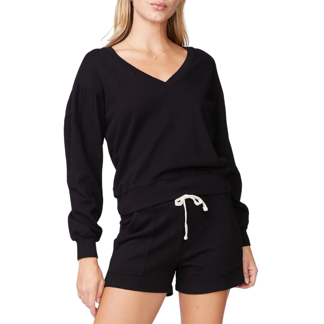 Monrow Shirred Sleeve Sweatshirt