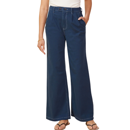 Monrow Cotton Twill Wide Leg Trousers