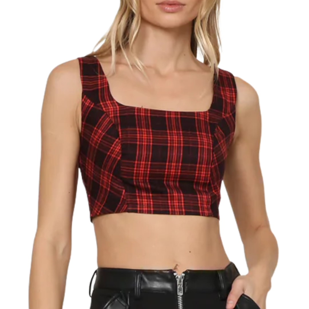 Steve Madden Orchard Plaid Crop Top