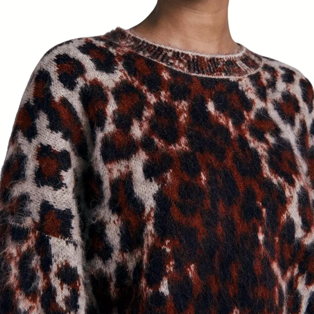 Rag & Bone Sarah Wool Leopard Crewneck Sweater