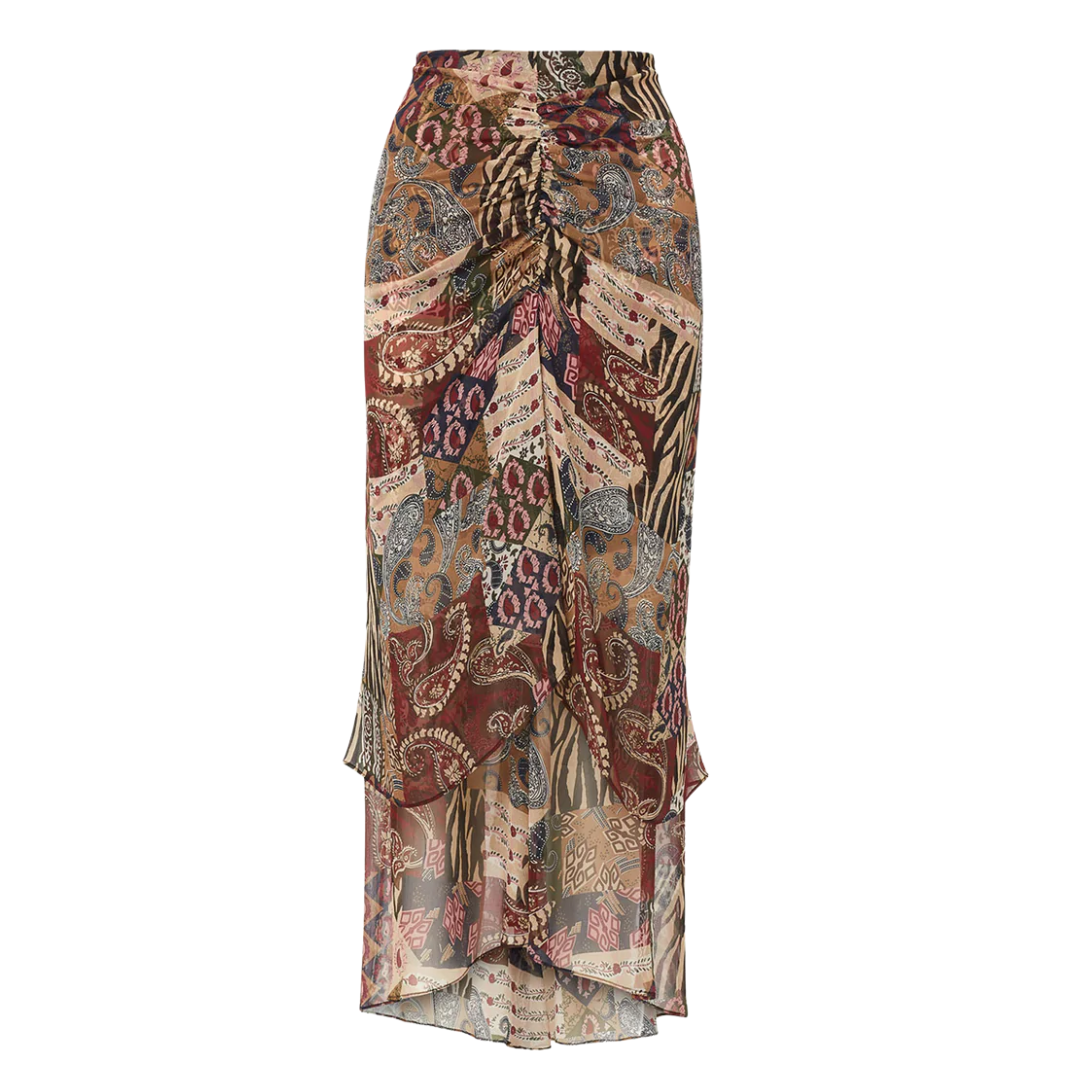 Veronica Beard Sira Patchwork-Print Skirt