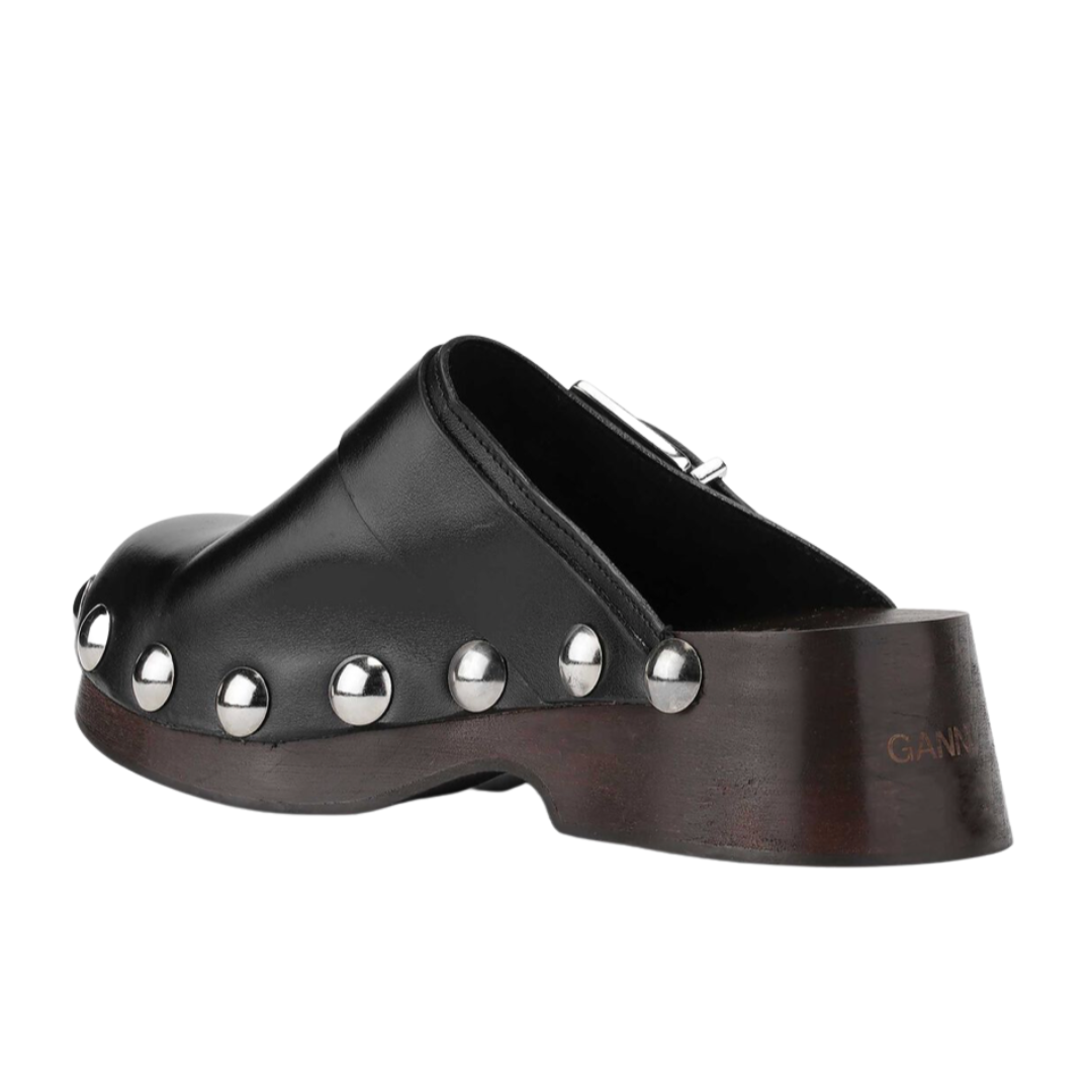 Ganni Studded Leather Clogs