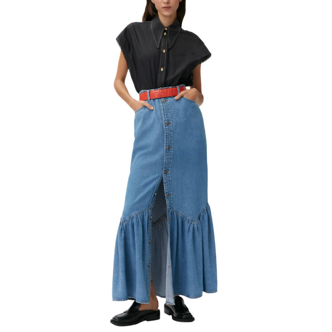 Ganni Denim Maxi Skirt