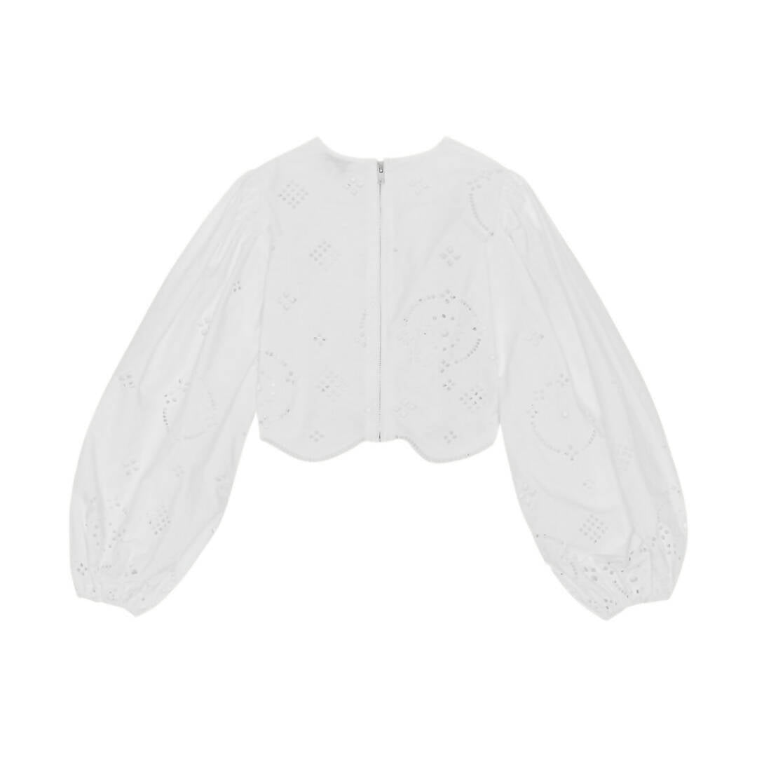 Ganni Broderie Anglaise Cropped Blouse