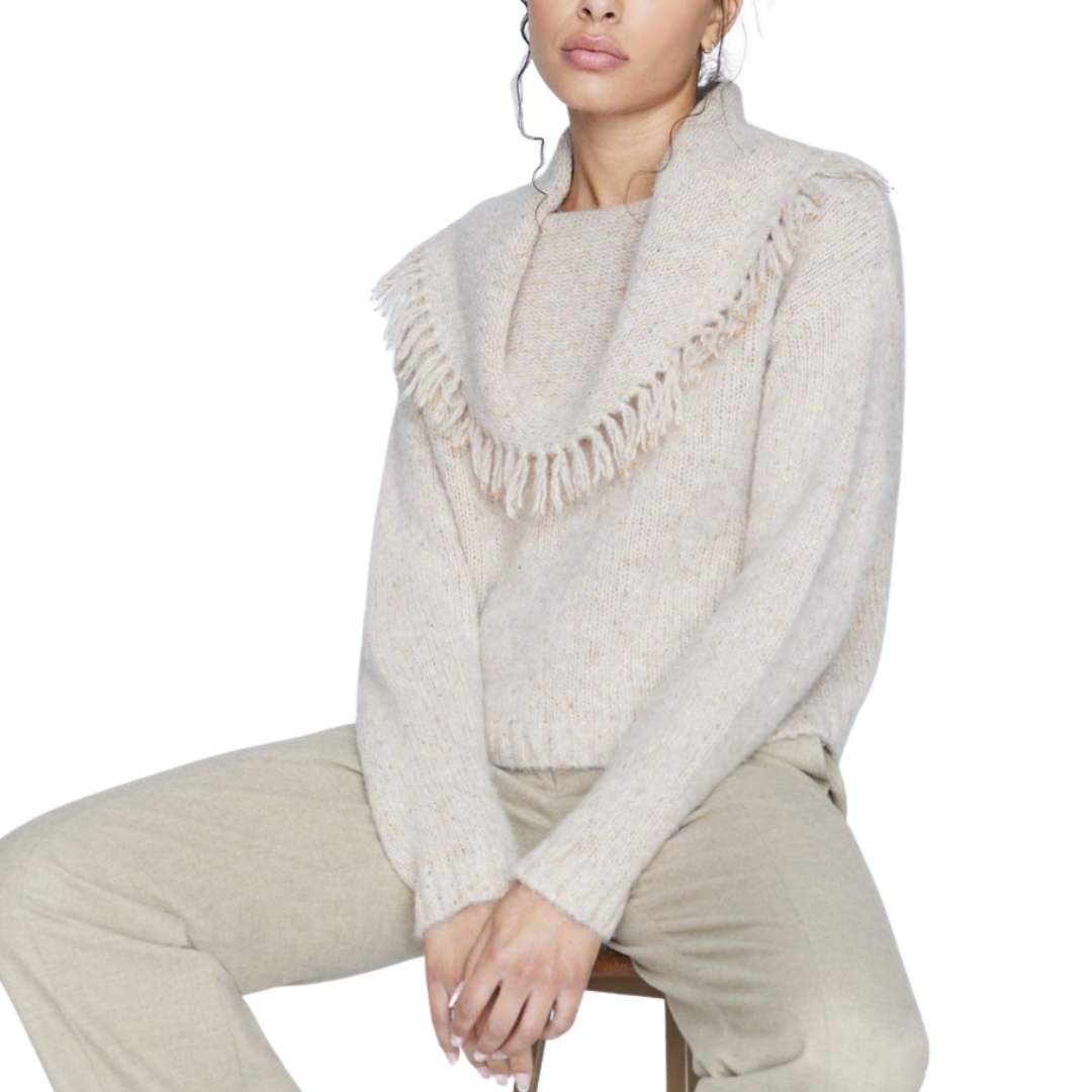 Brochu Walker Lewes Off the Shoulder Fringe Sweater