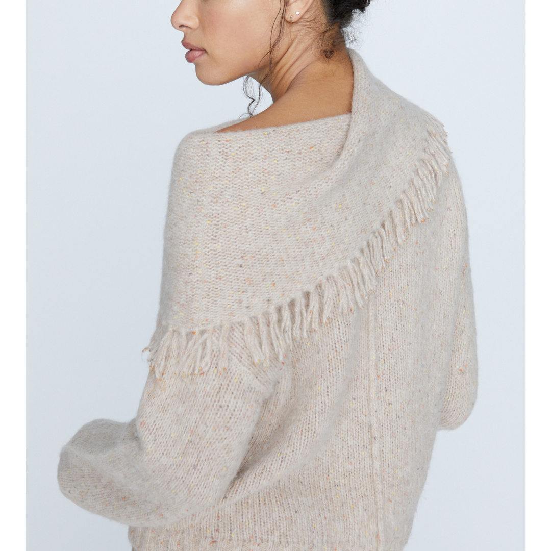 Brochu Walker Lewes Off the Shoulder Fringe Sweater