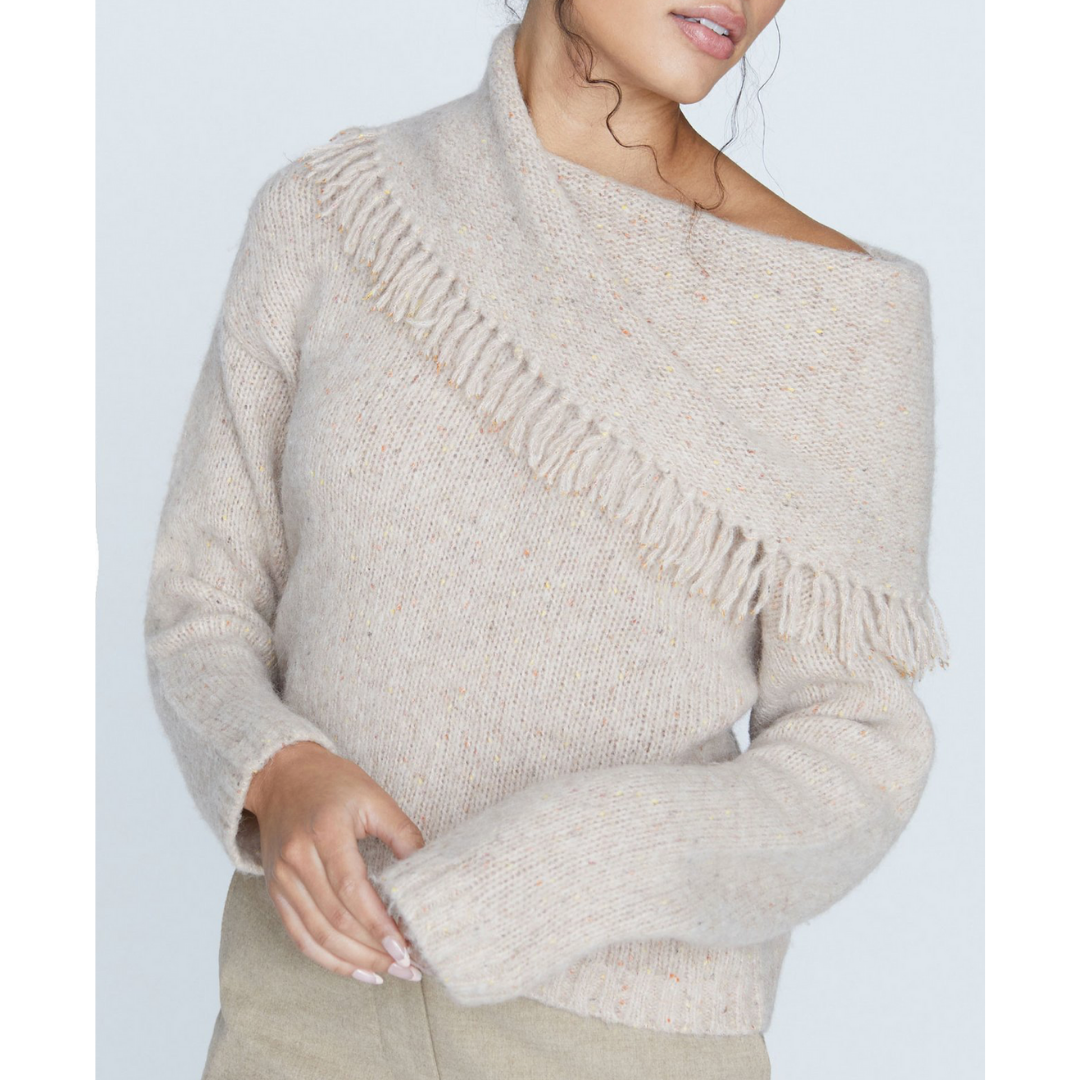 Brochu Walker Lewes Off the Shoulder Fringe Sweater