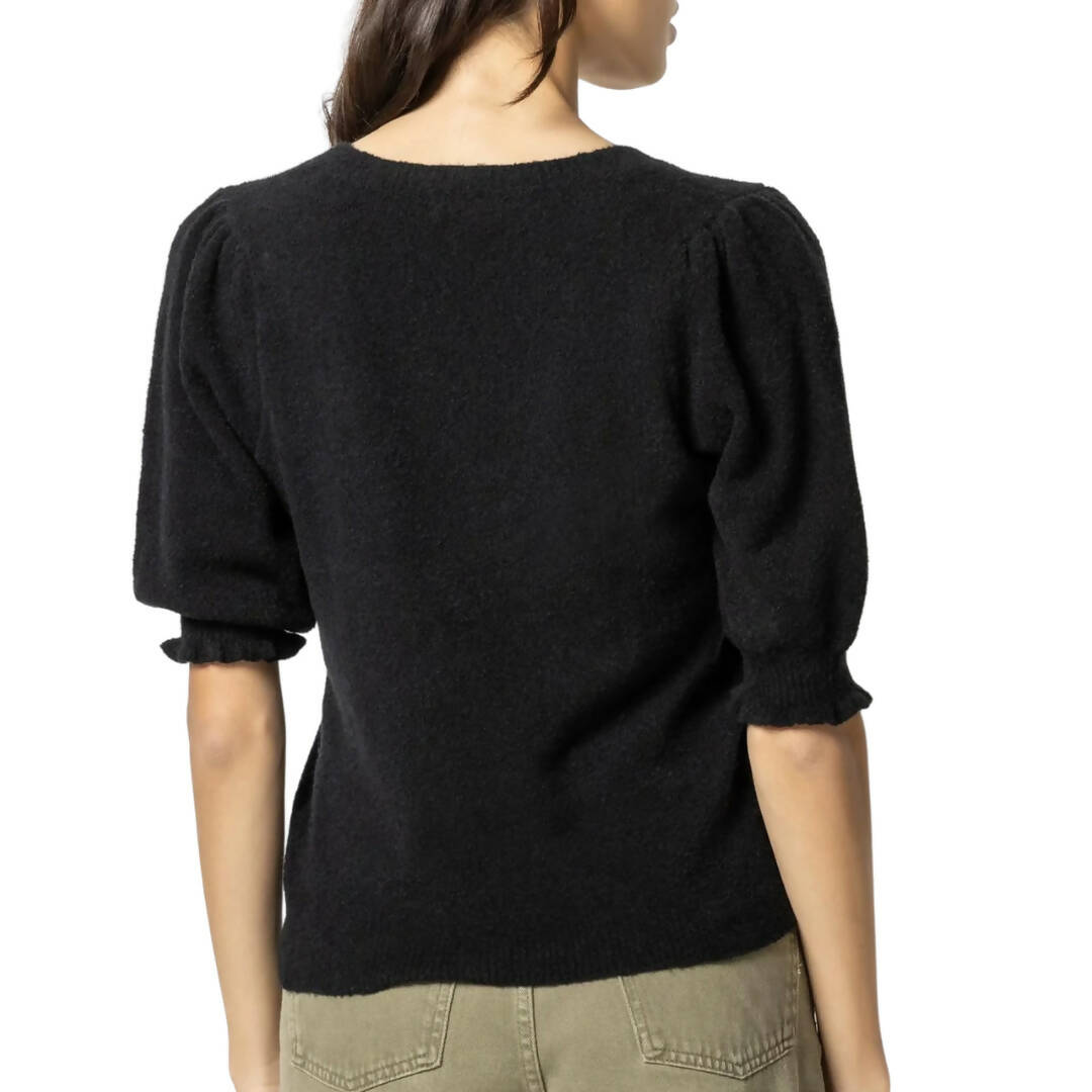 Lilla P Vee Neck Elbow Sleeve Sweater