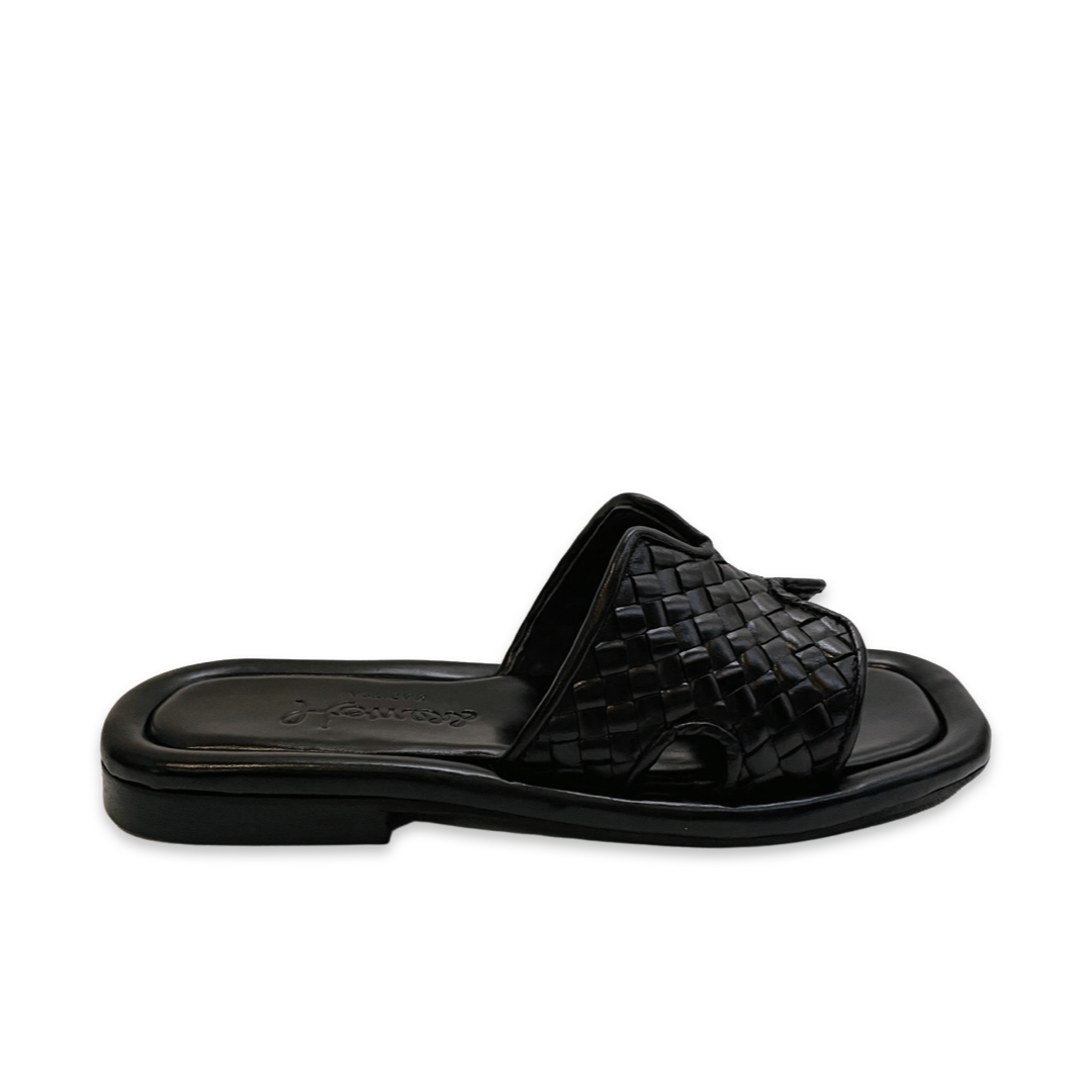 Homers Flat Black Sandal