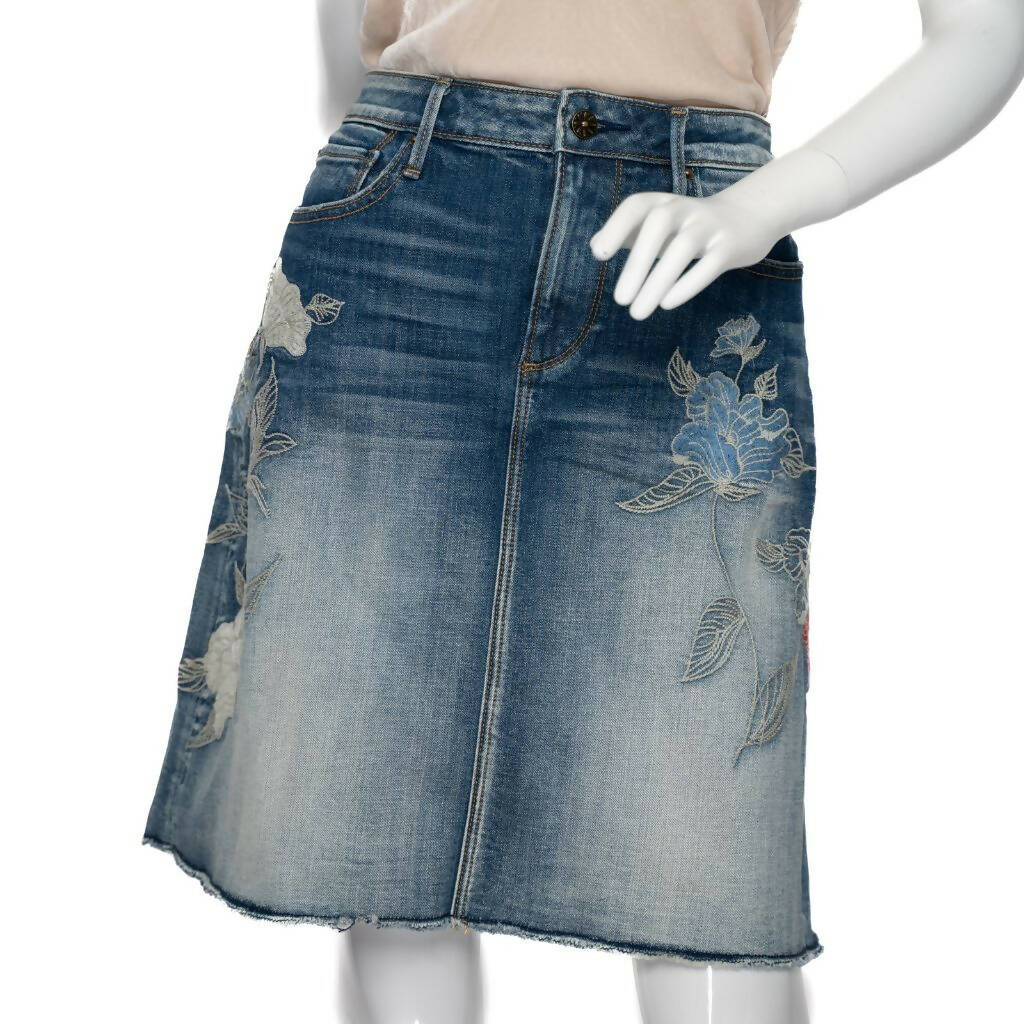 Driftwood Embroidered Denim Skirt