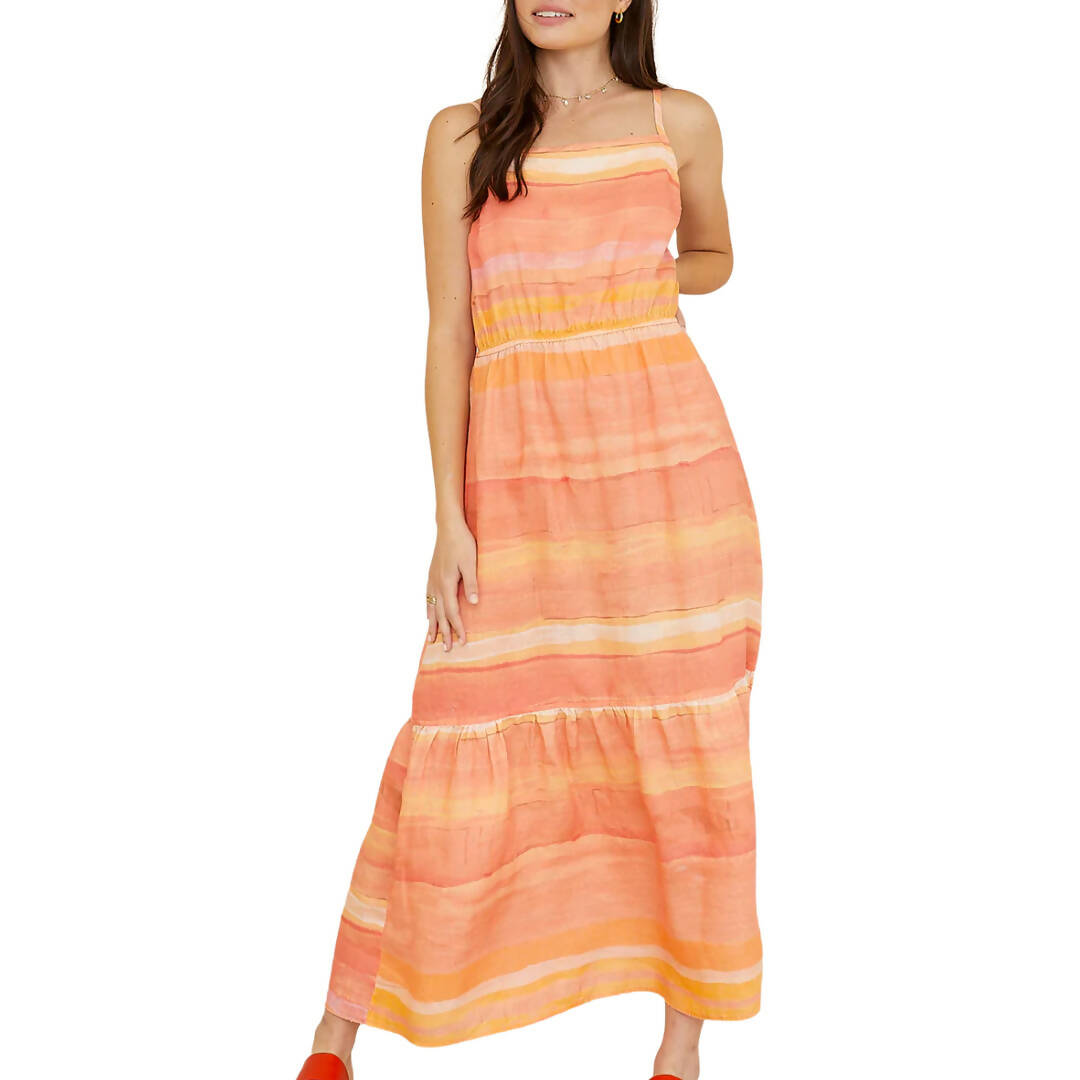 Bella Dahl Sarape Stripe Linen Maxi Dress