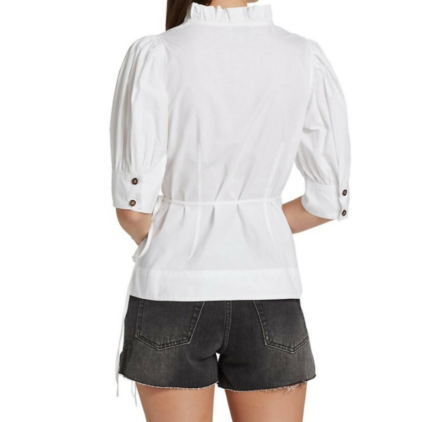 Ganni Poplin Wrap Blouse