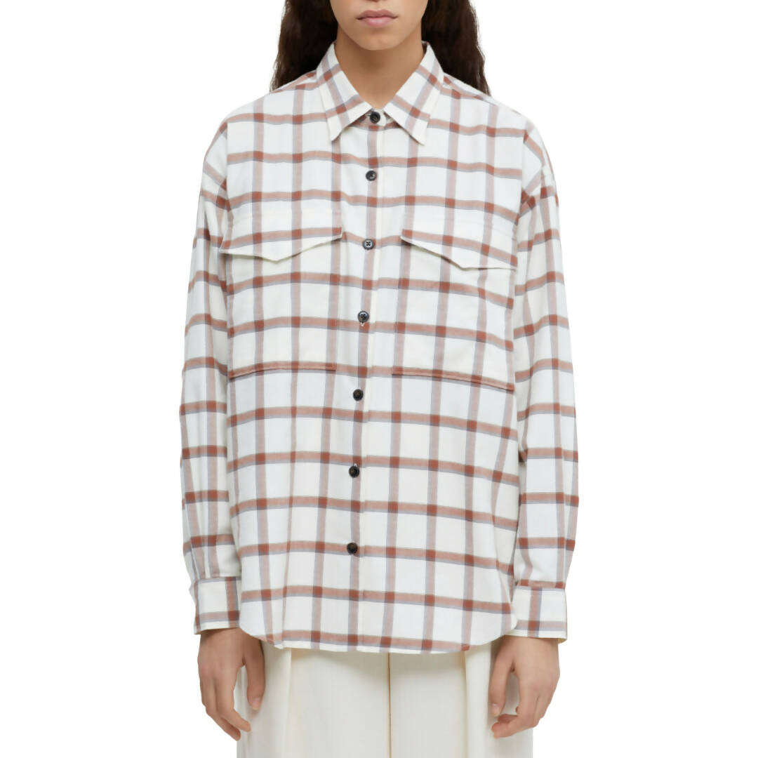 Closed Graphic Check Blouse