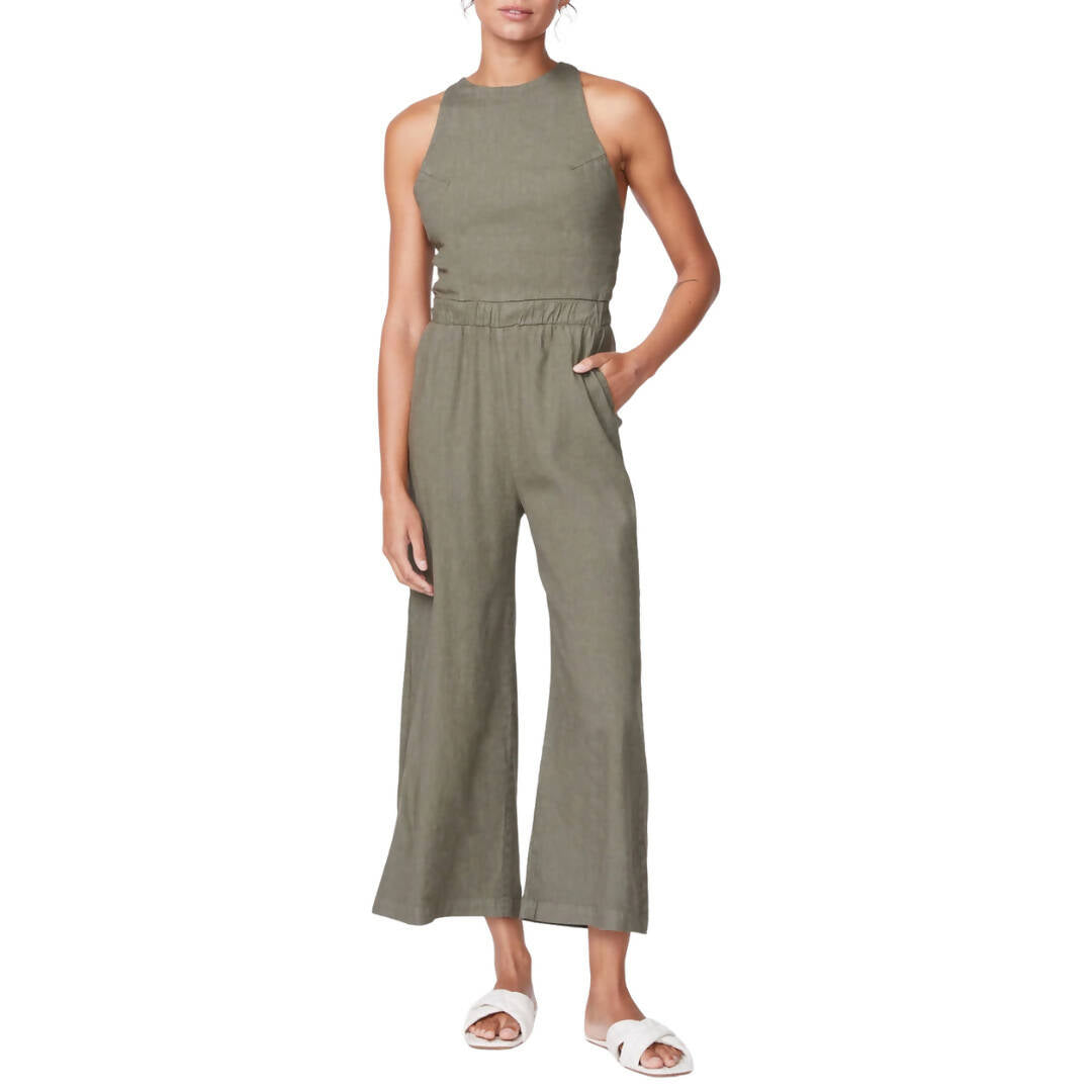 Monrow Linen Racer Jumpsuit