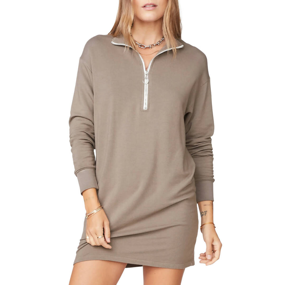 Monrow Half Zip Sweatshirt Dress