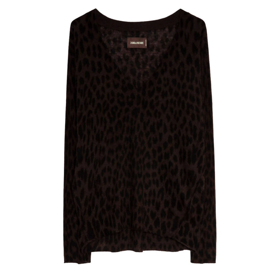 Zadig and Voltaire Brumy Cashmere Leopard Print Sweater