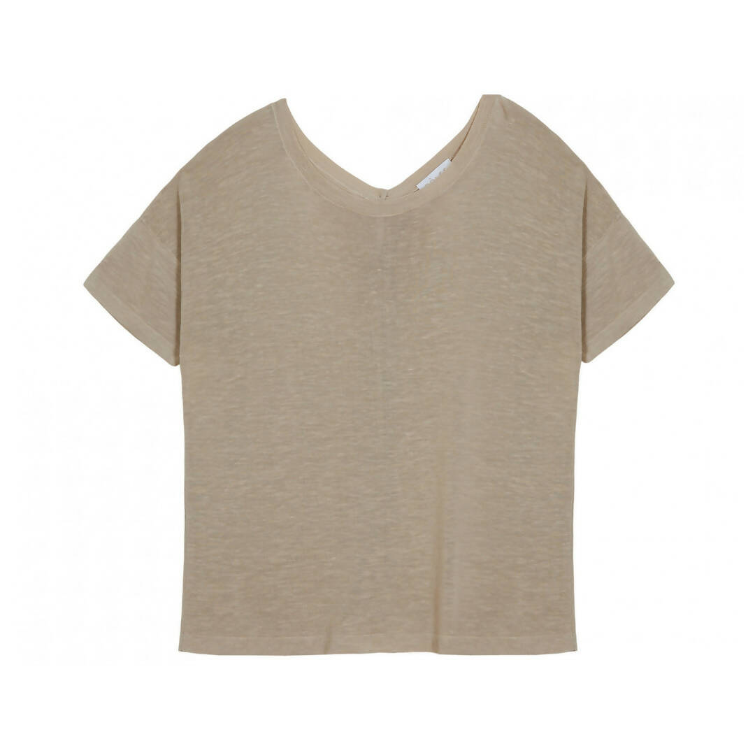 Maison Montagut Flamed Linen Button Back T-Shirt