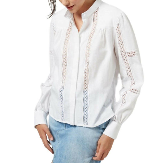 Dondup Cotton Macrame Lace Pinstripe Top