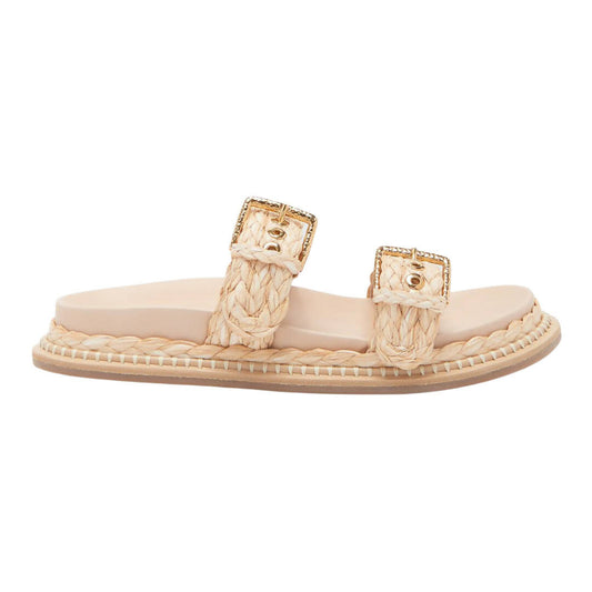 Ulla Johnson Kiera Raffia Dual-Buckle Slide Sandals