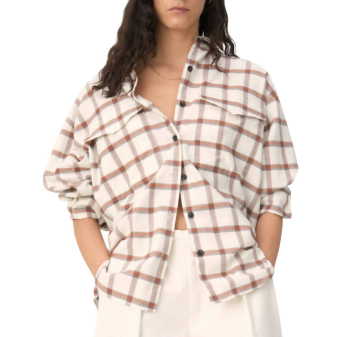 Closed Graphic Check Blouse