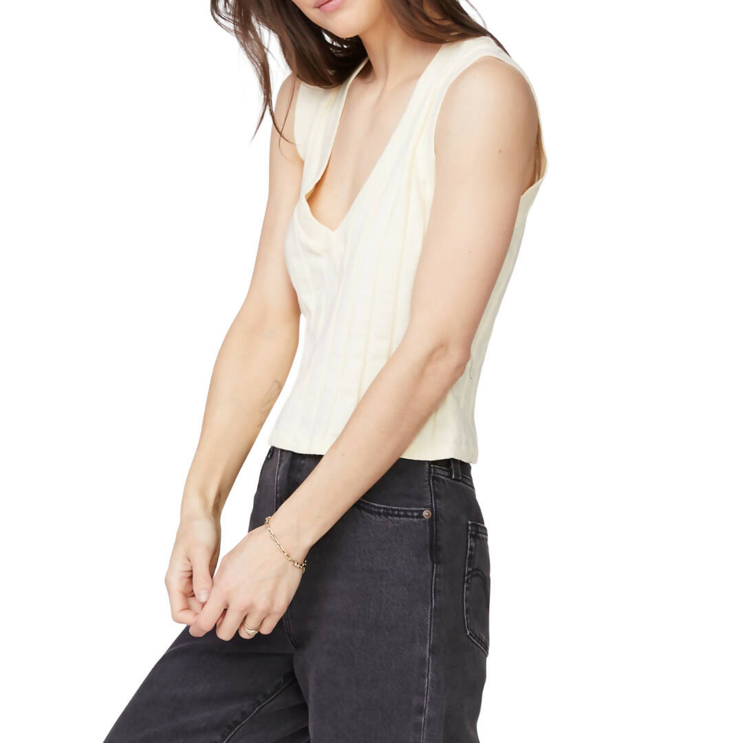 Monrow Flat Rib Vee Neck Tank