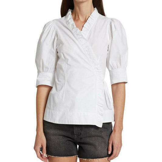 Ganni Poplin Wrap Blouse