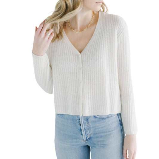 Line Rita Waffle Knit Cropped Cardigan